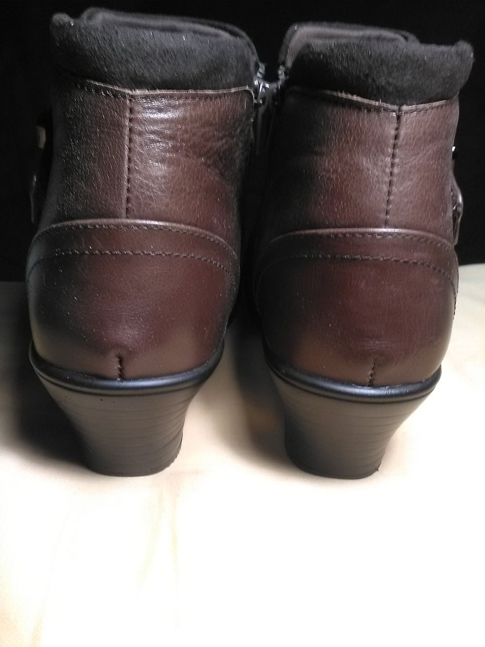 NWOT ORTHOFEET BIOHEEL Brown Leather Ankle Booties Side Zipper & Buckle SZ. 8.5 - Picture 8 of 10